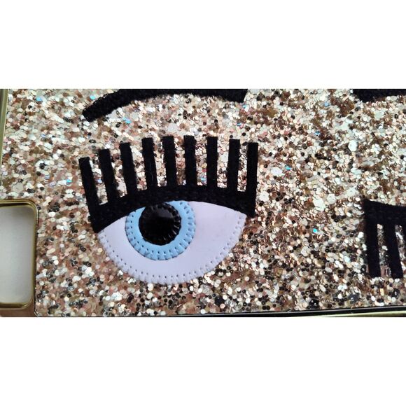 CHIARA FERRAGNI GOLD SEQUIN EYE WINKY I PHONE 6/6S PLUS PHONE CASE NWOB - Picture 5 of 8